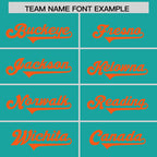 Custom Aqua Orange Personalized Neckline Square Classic Authentic Football Jersey