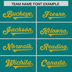 Custom Aqua Old Gold Personalized Neckline Square Classic Authentic Football Jersey