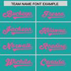 Custom Aqua Pink Personalized Neckline Square Classic Authentic Football Jersey