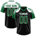 Custom Black Kelly Green Raglan Sleeves Personalized Pattern Authentic Football Jersey
