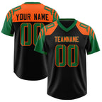 Custom Black Kelly Green Raglan Sleeves Personalized Pattern Authentic Football Jersey