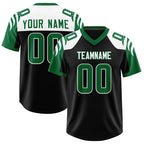 Custom Black Kelly Green Raglan Sleeves Personalized Pattern Authentic Football Jersey