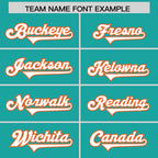 Custom Aqua Orange Raglan Sleeves Personalized Pattern Authentic Football Jersey