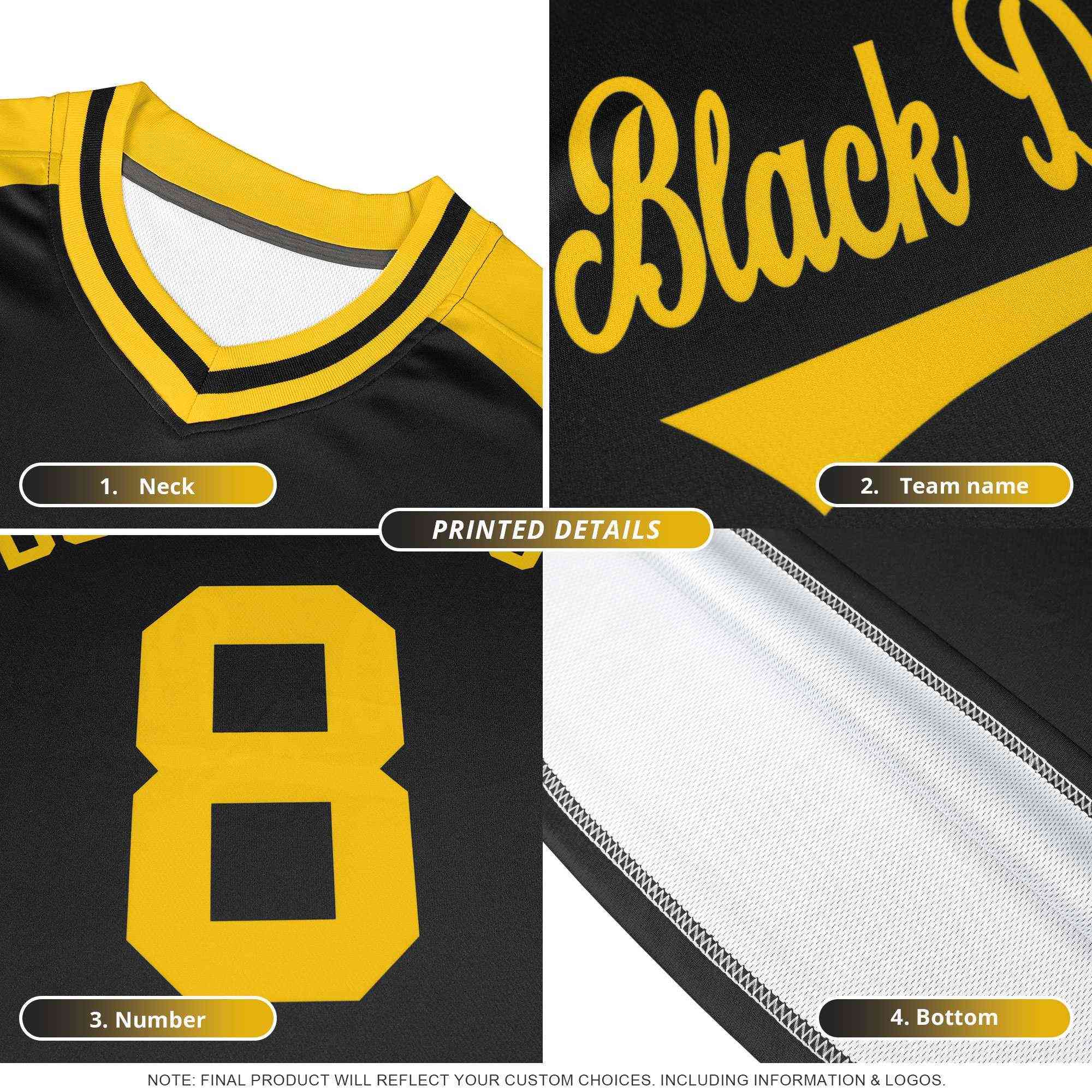 Custom Black Gold Raglan Sleeves Personalized Pattern Authentic Football Jersey