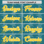 Custom Aqua Gold Personalized All Star Graffiti Pattern Authentic Football Jersey