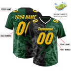 Custom Black Green Split Personalized Lightning Pattern Football Jersey