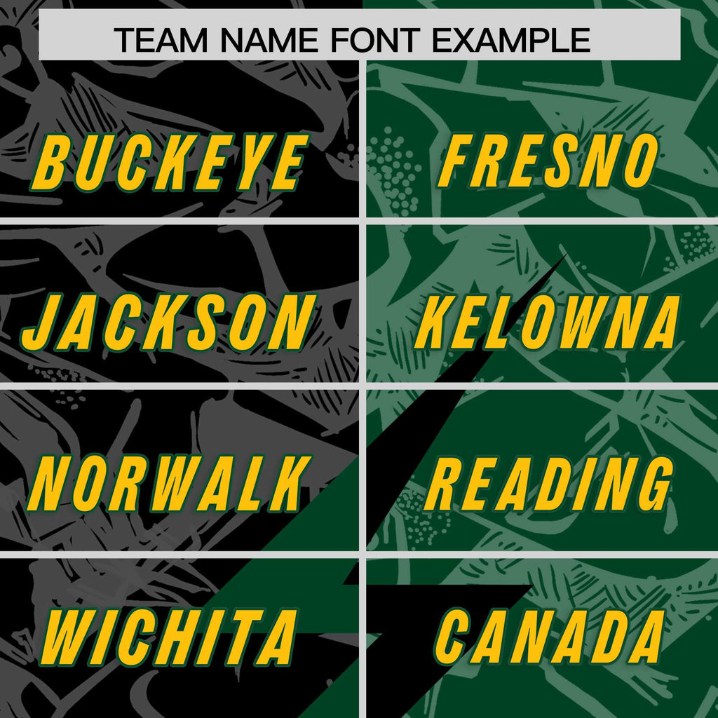 Custom Black Green Split Personalized Lightning Pattern Football Jersey