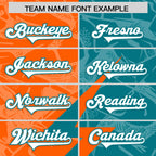 Custom Aqua Orange Split Personalized Lightning Pattern Football Jersey