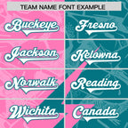 Custom Aqua Pink Split Personalized Lightning Pattern Football Jersey