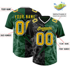 Custom Black Green Split Personalized Lightning Pattern Football Jersey