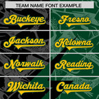 Custom Black Green Split Personalized Lightning Pattern Football Jersey