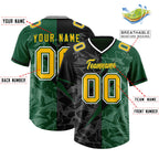 Custom Black Green Split Personalized Lightning Pattern Football Jersey