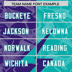 Custom Aqua Purple Split Personalized Lightning Pattern Football Jersey