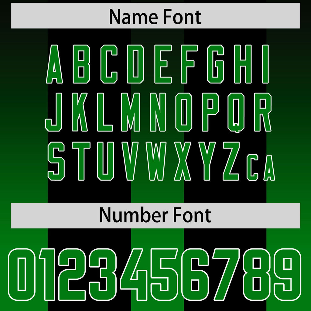 Custom Black Kelly Green Vertical Width Stripe Gradient Fashion Personalized Team Football Jersey