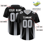 Custom Black Gray Vertical Width Stripe Gradient Fashion Personalized Team Football Jersey