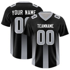 Custom Black Gray Vertical Width Stripe Gradient Fashion Personalized Team Football Jersey