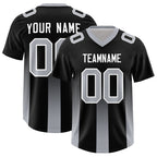 Custom Black Gray Vertical Width Stripe Gradient Fashion Personalized Team Football Jersey