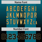 Custom Aqua Black Vertical Width Stripe Gradient Fashion Personalized Team Football Jersey
