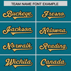 Custom Aqua Black Vertical Width Stripe Gradient Fashion Personalized Team Football Jersey