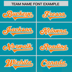 Custom Aqua Orange Vertical Width Stripe Gradient Fashion Personalized Team Football Jersey