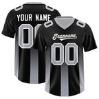 Custom Black Gray Vertical Width Stripe Gradient Fashion Personalized Team Football Jersey