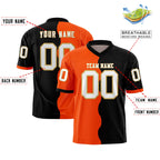 Custom Black Orange Split Fashion Mesh Authentic Football Jersey