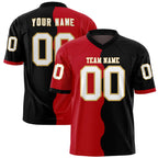 Custom Black Red Split Fashion Mesh Authentic Football Jersey