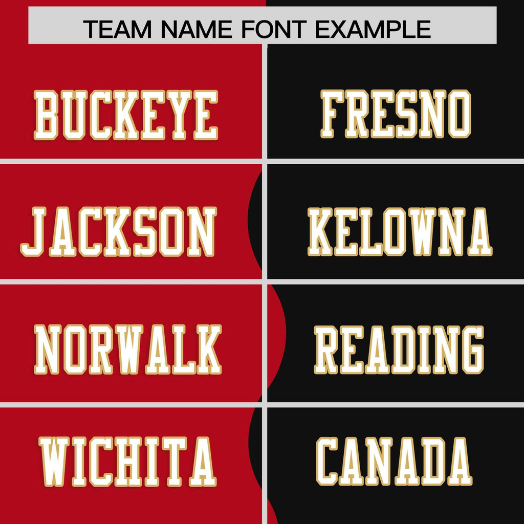 Custom Black Red Split Fashion Mesh Authentic Football Jersey