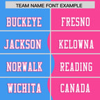 Custom Pink Powder Blue Split Fashion Mesh Authentic Football Jersey