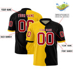 Custom Black Gold Split Fashion Mesh Authentic Football Jersey