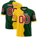 Custom Green Gold Split Fashion Mesh Authentic Football Jersey
