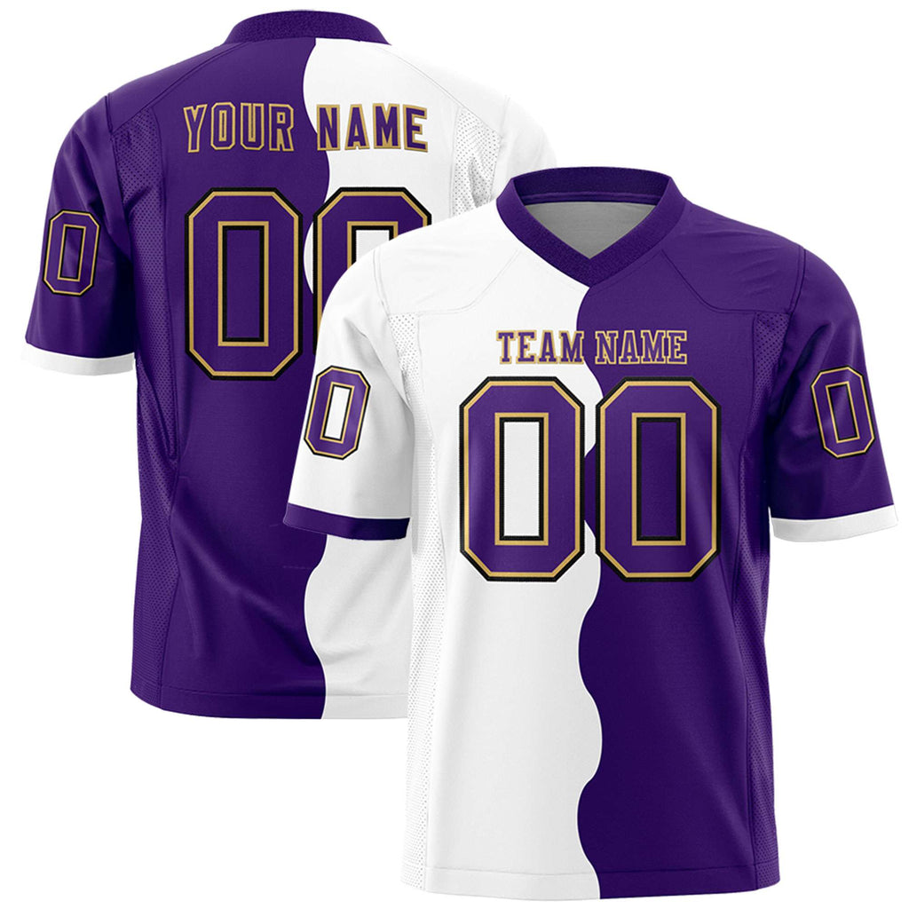Custom Purple White Split Fashion Mesh Authentic Football Jersey