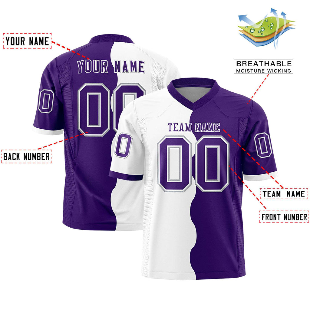 Custom Purple White Split Fashion Mesh Authentic Football Jersey