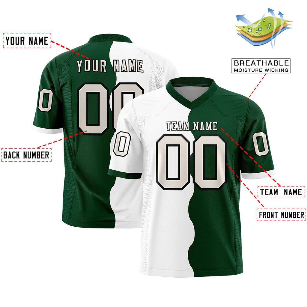 Custom Green White Split Fashion Mesh Authentic Football Jersey