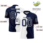 Custom Navy White Split Fashion Mesh Authentic Football Jersey