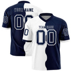 Custom Navy White Split Fashion Mesh Authentic Football Jersey