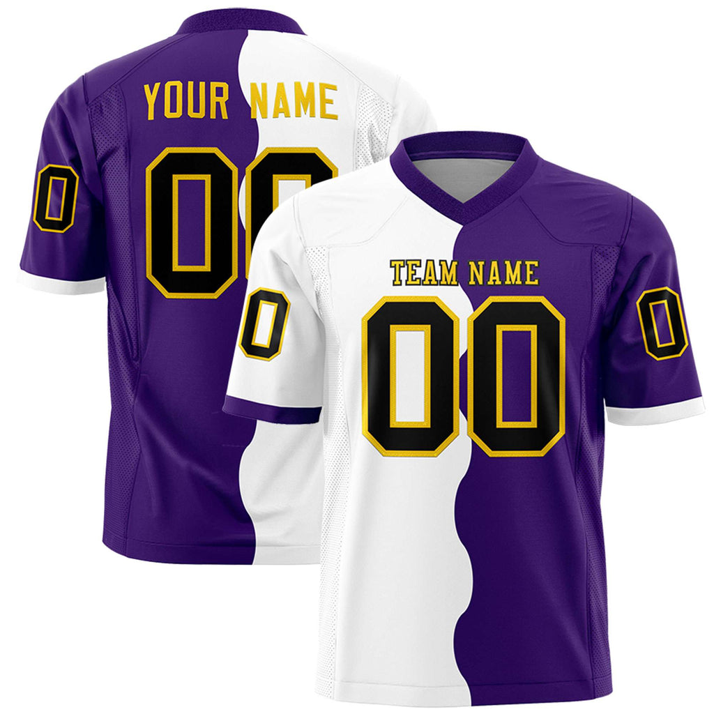 Custom Purple White Split Fashion Mesh Authentic Football Jersey