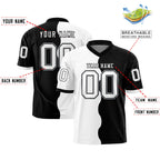 Custom Black White Split Fashion Mesh Authentic Football Jersey