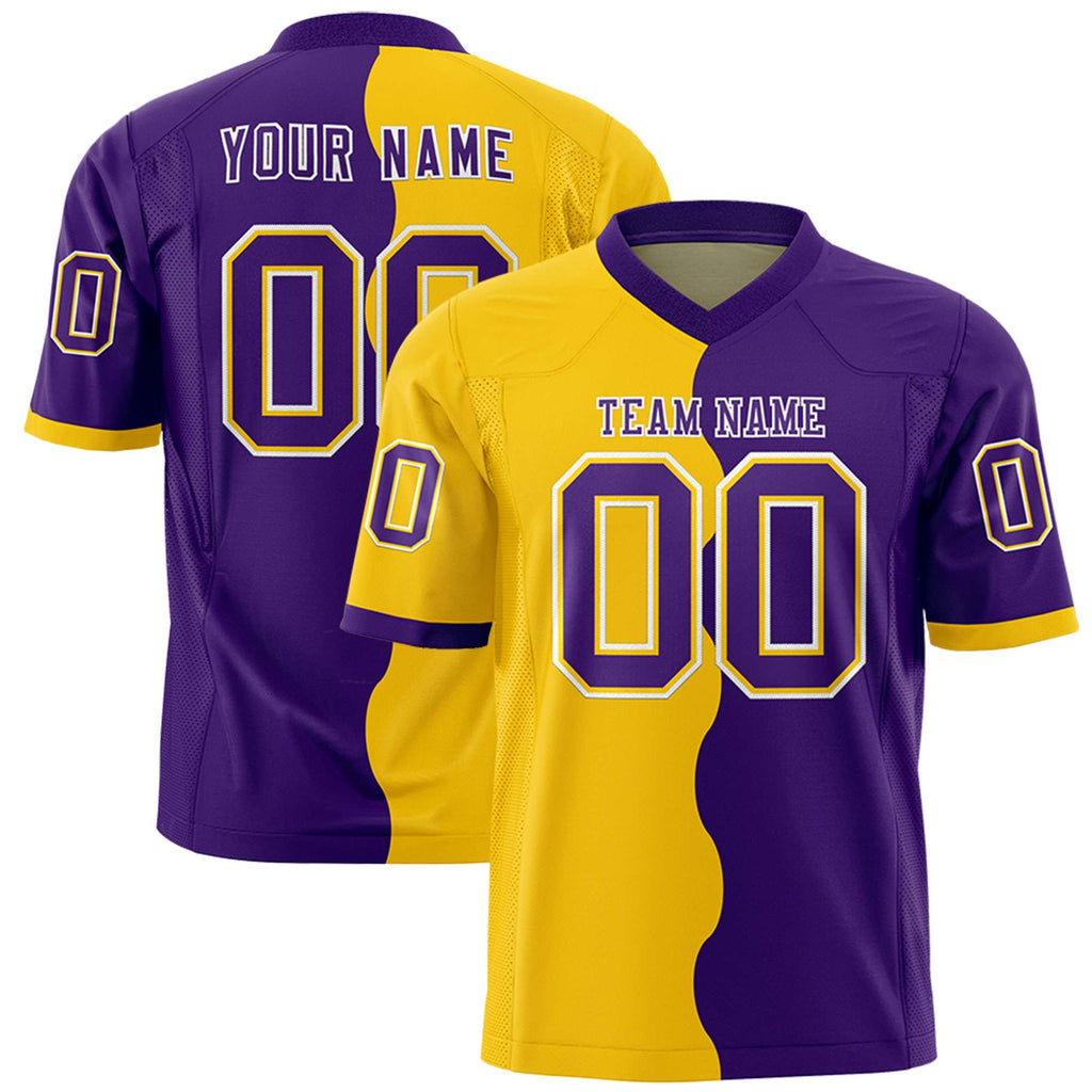 Custom Purple Gold Split Fashion Mesh Authentic Football Jersey