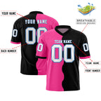 Custom Black Pink Split Fashion Mesh Authentic Football Jersey
