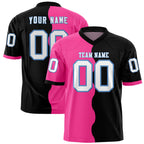 Custom Black Pink Split Fashion Mesh Authentic Football Jersey