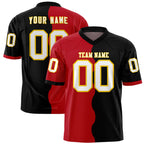 Custom Black Red Split Fashion Mesh Authentic Football Jersey