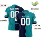 Custom Aqua Navy Split Fashion Mesh Authentic Football Jersey