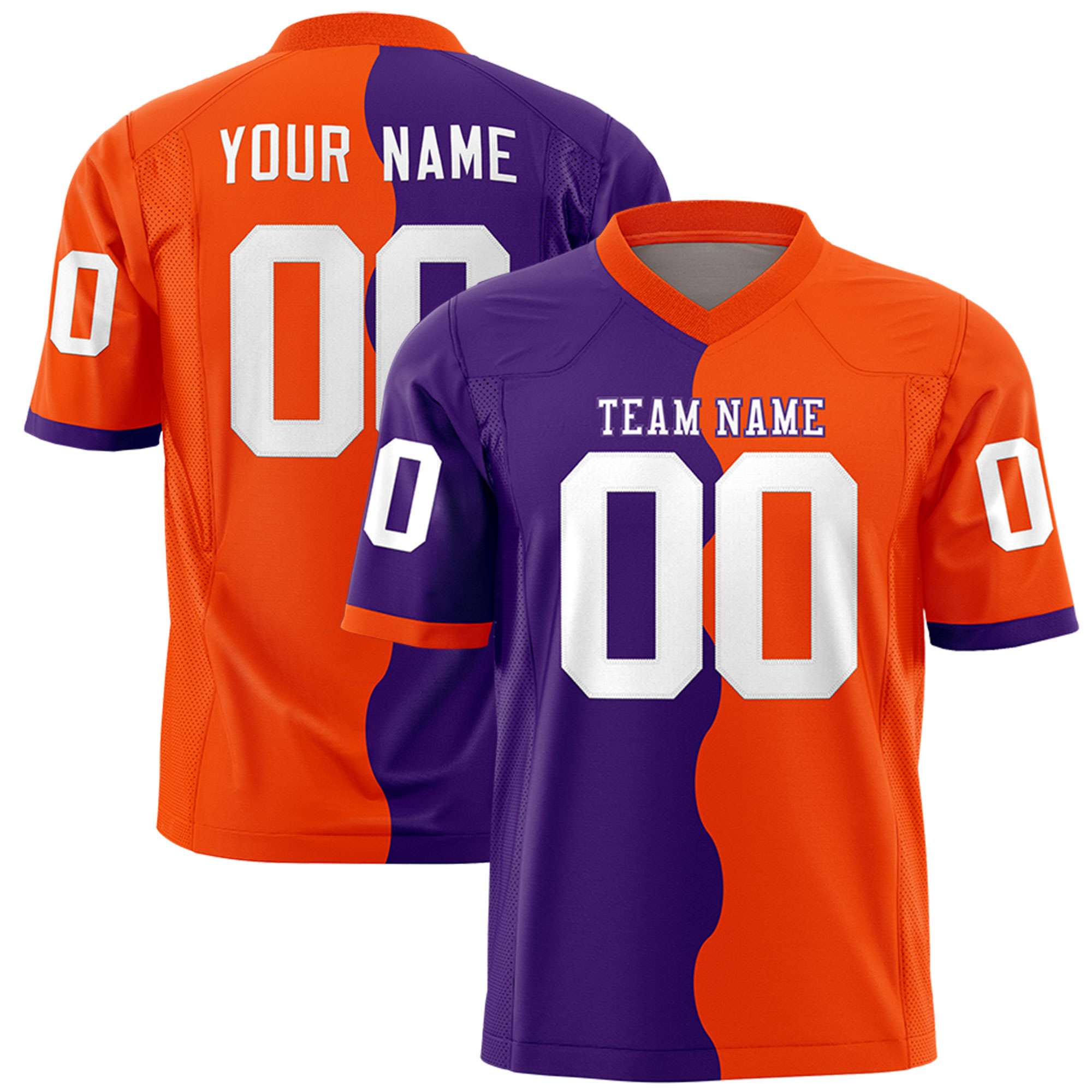 Custom Orange Purple Split Fashion Mesh Authentic Football Jersey