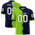 Custom Navy Neon Green Split Fashion Mesh Authentic Football Jersey
