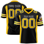 Custom Black Gold Personalized Insert Color Design Authentic Football Jersey