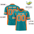 Custom Aqua Orange Personalized Insert Color Design Authentic Football Jersey