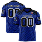 Custom Royal Black Personalized Tiger Stripe Graffiti Pattern Authentic Football Jersey