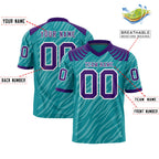 Custom Aqua White Personalized Tiger Stripe Graffiti Pattern Authentic Football Jersey