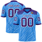 Custom Powder Blue White Personalized Tiger Stripe Graffiti Pattern Authentic Football Jersey